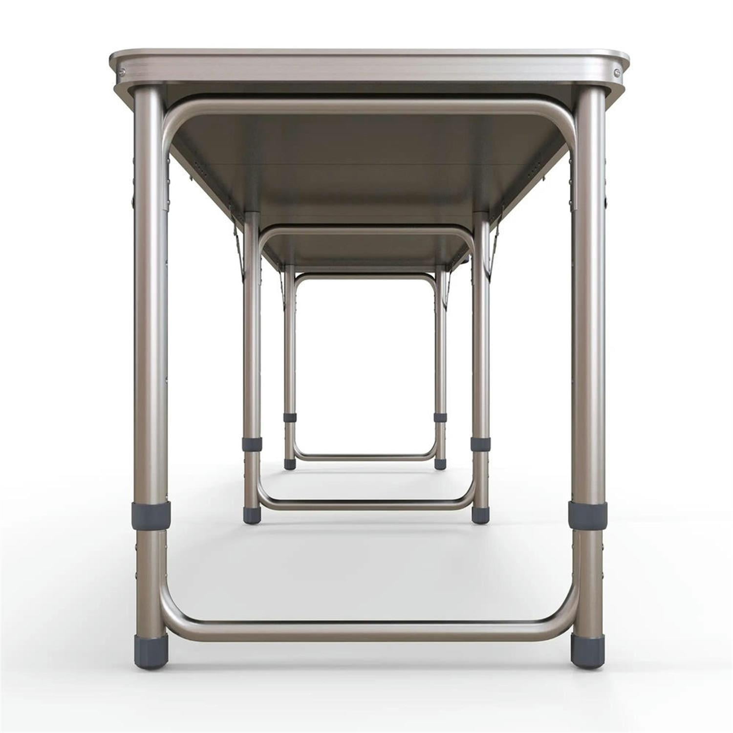 Demi Bonn Outdoor Aluminum Folding Table with Adjustable Legs, 8ft Picnic Table for BBQ, Beach, Hiking, Blue