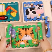 Travelwant Wooden Puzzles Chunky Baby Puzzles Peg Board, Full-Color Pictures for Preschool Educational Jigsaw Puzzles