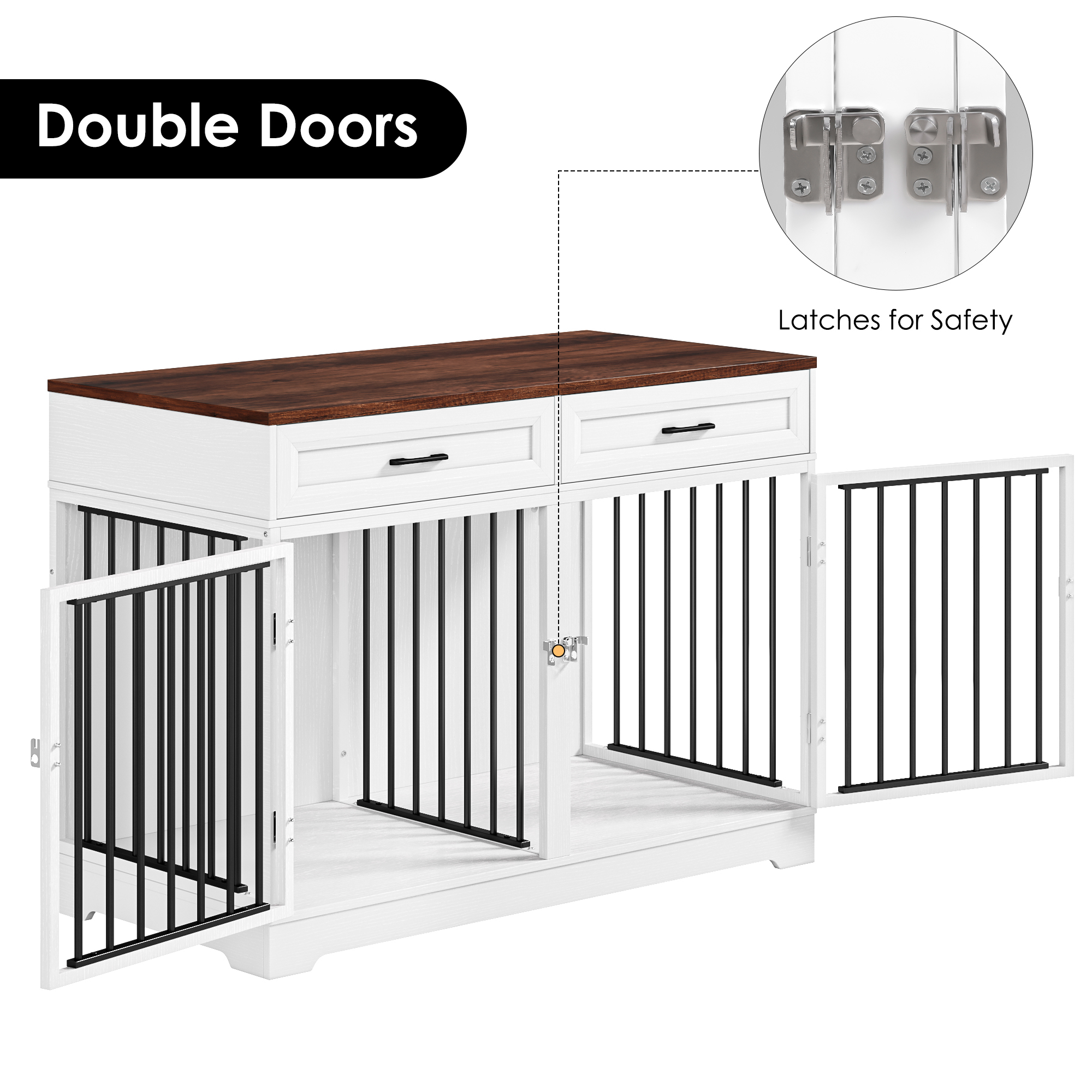 Homfa Dog Crate Furniture with 2 Drawers, White photo 7