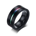 thumbnail image 1 of Anillos de hombre joyería de moda anillo de hombre de acero de titanio ranura entre acero inoxidable azul, 1 of 6