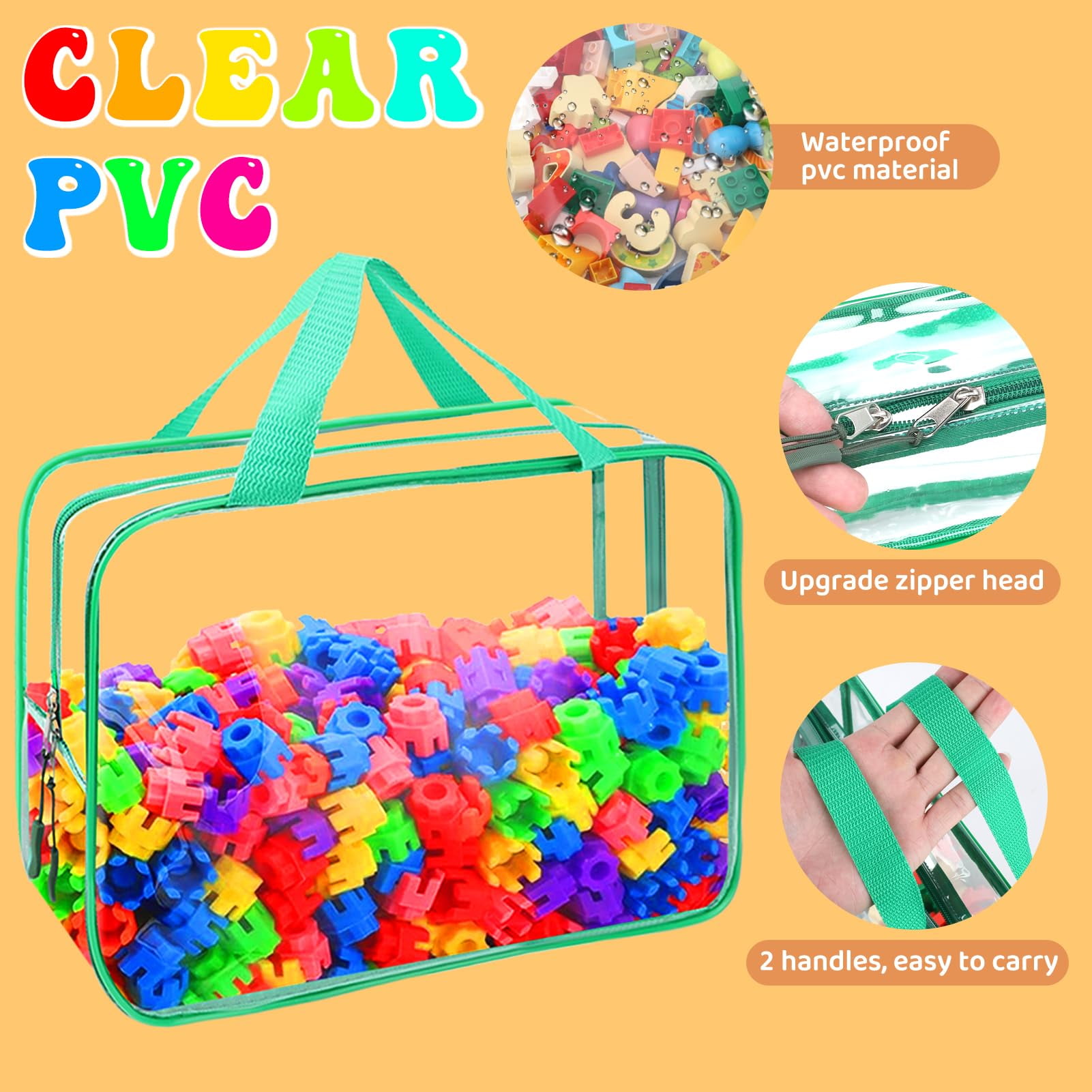 8 Packs 8 Colors Large Storage Bags  Reusable Clear Pvc Board Game Organizers And With Zipper For Building Blocks Puzzle Handmade Accessories Toiletry Bag