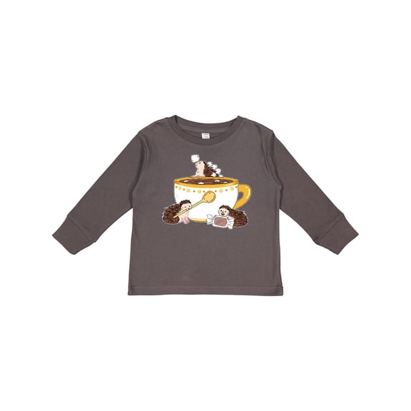 Inktastic Cute Hot Chocolate Hedgehogs Boys or Girls Long Sleeve Toddler T-Shirt