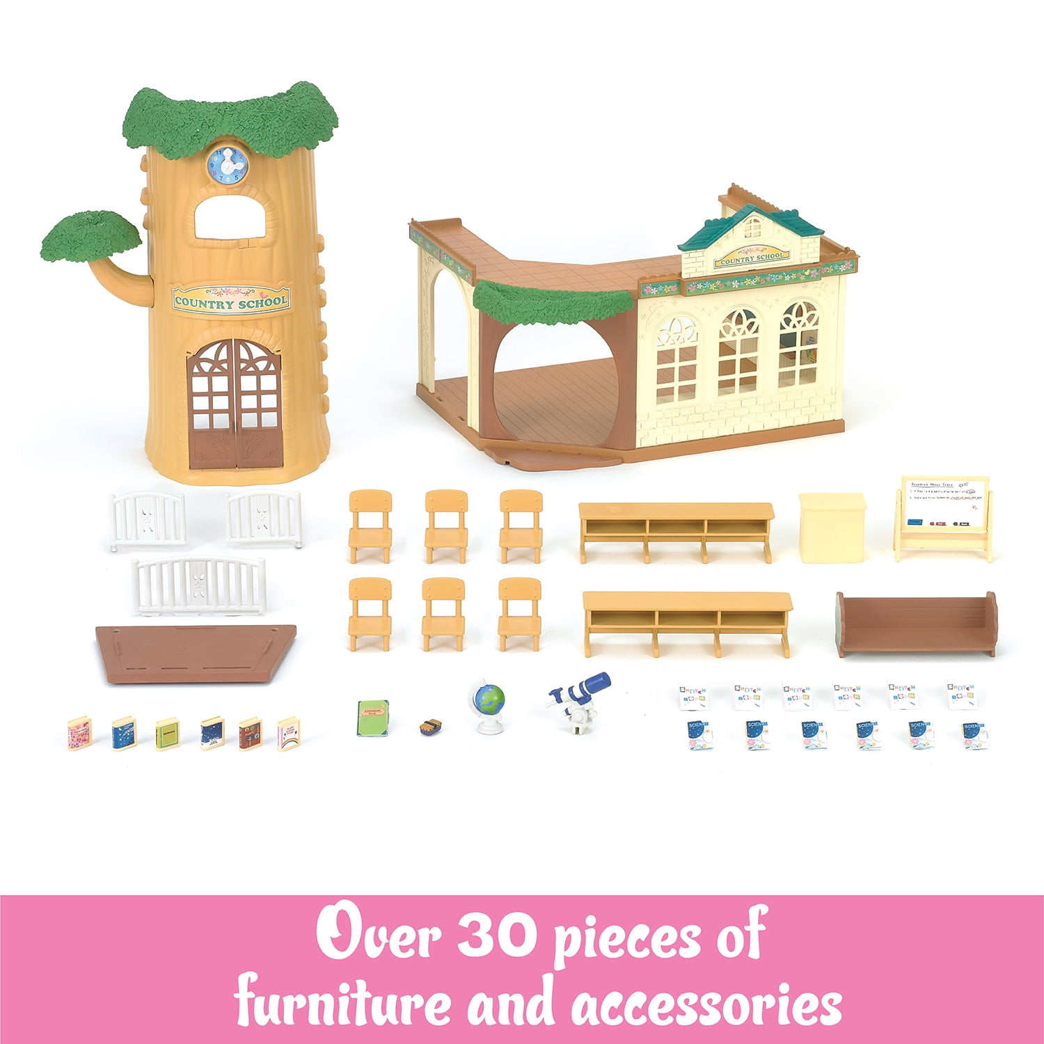 Sylvanian Families Calico Critters Country Tree School Replacement Desk 3 Chairs 