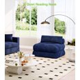 thumbnail image 3 of Domusensus Corduroy Futon Sofa Bed, Foldable Boneless Couch, Free Setup Folding Sofa Bed, Futon Couch for Small Spaces, Sleeper Chair, Blue, 3 of 5