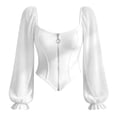 thumbnail image 5 of Women Puff Sleeve Square Neck Zip up Medieval Top Pirate Costume Halloween Cosplay Halloween Costume Women, Size M, 5 of 5