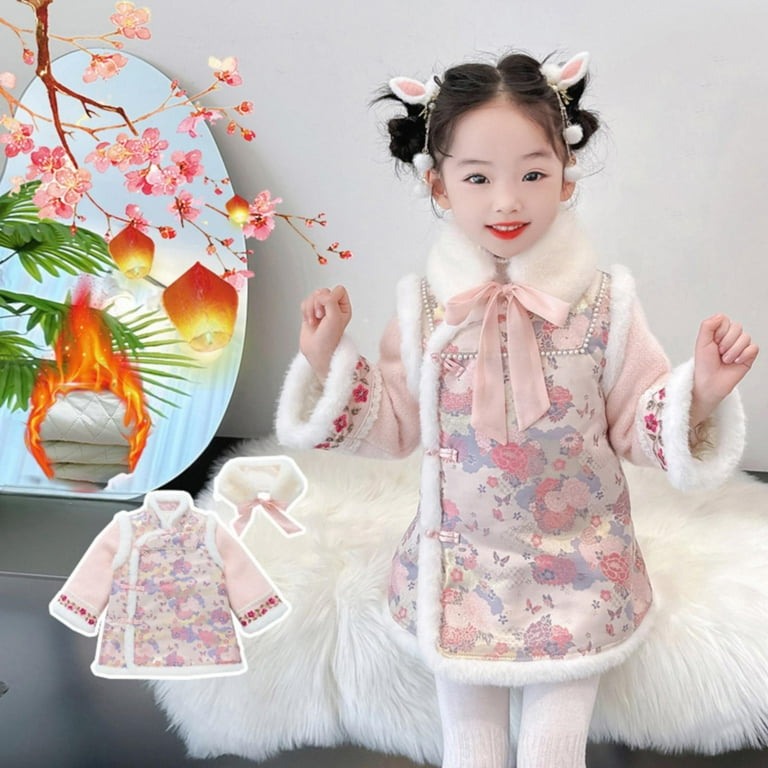 white christmas dresses Cartoon Pattern Kid's Cheongsam Cotton Chinese Dress main image 0