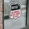 thumbnail image 4 of Notice No Cameras Cell Phones No Video (5 Pack) 4 inch X 4 inch Shield Shaped Heavy Duty 3.2 mil Vinyl Decals Weather Resistant Made in the USA, 4 of 5