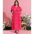 thumbnail image 3 of CASSIE LIZ Womens Plus Size Dresses 5X Hot Pink Floral Fall Dresses Fashion Midi Sundresses Short Sleeve V Neck Dresses Loose Fit Summer Dress With Pocket 5XL 26W 28W, 3 of 7
