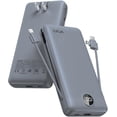 thumbnail image 1 of TEMOGU-Power Bank 20000mAh for iPhone, 22.5W USB C Fast Charging, Portable Phone Charger with Built-in Cables & Wall Plug, 4 Output with LED Display External Battery Pack, Grey, 1 of 4