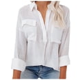 thumbnail image 1 of Tops de Mujer Blusas de Manga Larga Solapa de Un Solo Pecho Color Sólido Camisa Elegante Bolsillo Superior Odeerbi ODB186631, 1 of 7