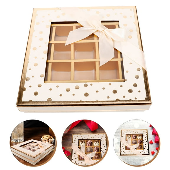 HONITANO 1Pack Beige Square present Box for Chocolate Packaging and Party Accessory 8.1X8.1X1.6In