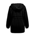 thumbnail image 5 of YDFCWXW Women's Zip-up Jacket Snap Fleece Lined Anorak Windbreaker Drawstring Waist Utility Coats Black, M, 5 of 6