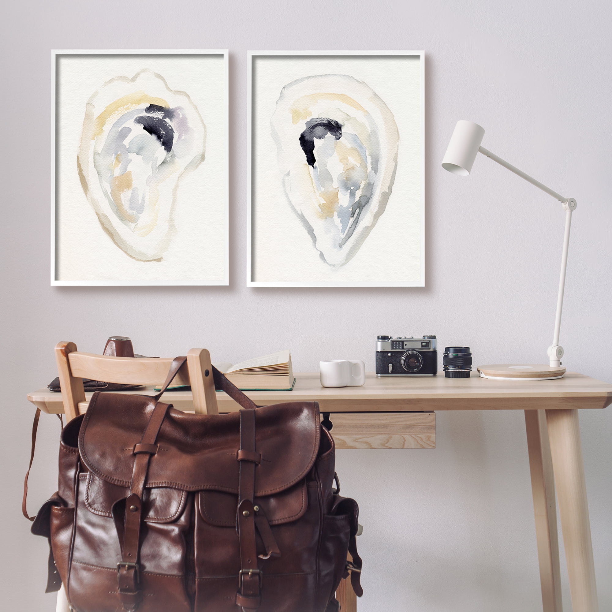 Stupell Industries Abstract Watercolor Detail Oyster Clam Shell Framed Wall Art, 24 x 30, Design by Victoria Barnes
