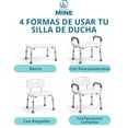 thumbnail image 4 of Seven Mine Silla para Baño Adulto Mayor 4 en 1 Antideslizante | Banco Ducha con Respaldo y Brazos Desmontables,Confortable, Altura Ajustable 43–56 cm, Aluminio Ligero Soporta 130 kg Blanca, 4 of 13
