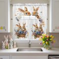 thumbnail image 2 of Easter Basket Bunny Swag Curtains Valance & Tier Set, Watercolor Blue Yellow Purple Floral Leaf Plant 3 Pcs Set Kitchen Swag Valances and Tiers 36 Inch Length Rod Pocket Curtain Drapes for Bedroom, 2 of 9