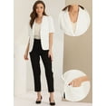 thumbnail image 2 of DARING DIVA Women's Lapel Collar Buttoned Summer Office Jacket XS White, 2 of 6