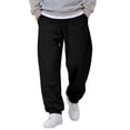 thumbnail image 2 of IYYVV Mens Baggy Sweatpants Wide Leg Cotton Fleece,Casual Fall Winter Warm Wear, Lounge Joggers with Pockets, Street Style Black XL, 2 of 5