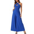 thumbnail image 2 of INSPIRE CHIC Cross Neck Jumpsuits for Women's Wide Leg Sleeveless Full Length Romper L Blue, 2 of 5