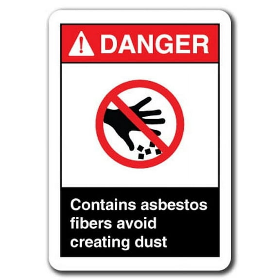 Danger  Sign - Contains Asbestos Fibers Avoid Creating Dust 7"x10" Plastic Safety Sign ansi osha