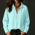 thumbnail image 4 of Womens Textured Golf Shirts Long Sleeve Half Zip Collared V Neck Loose Fit Sweatshirt Pullover with Chest Pockets for Business Casual Work Office, Light Blue, XXL, 4 of 7