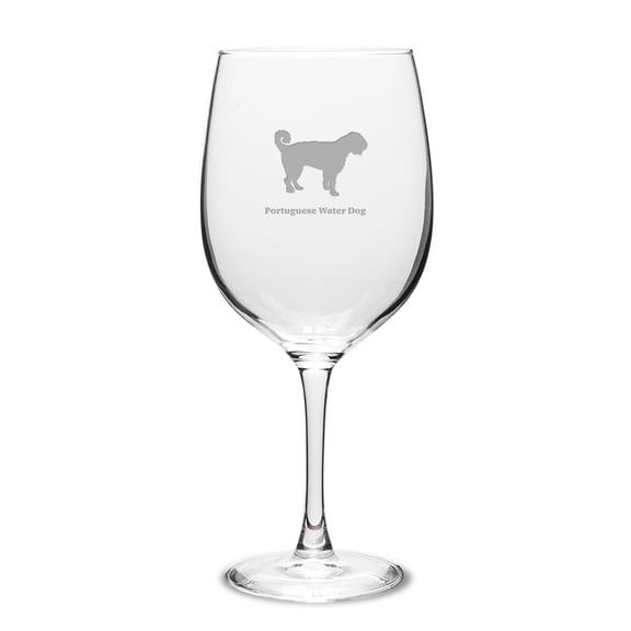 Portuguese Water Dog Deep Etched 19 oz Classic Red Wine Glass