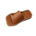 thumbnail image 2 of Slides for Women Open Square Toe Side Cutout Double Buckle Decor Non Slip Breathable Summer Leather Sandals Brown, 2 of 8