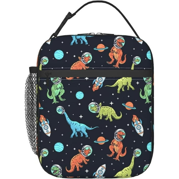 Insulated Lunch Box for Dinosaur Lunch Box for Work,Picnic,,Travel,Hiking,Beach or Fishing Polyester Astronaut Space Dinosaur Theme Lunch Bag