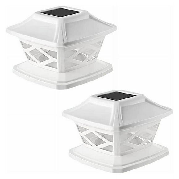 Wireless Outdoor Post Cap Lights, 25 Lumen Warm White LED Solar-Powered Lights For 4x4 5x5 6x6 Wooden Posts, Weatherproof Post Lights, Simple Installation (2 Pack)