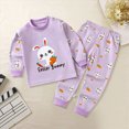 thumbnail image 2 of TOWED22 Infant Baby Kid Girl CartoonFall Winter Clothing Set Winter 2 Piece Long Sleeve Sweatshirt and Cozy Joggers Outfits Clothes(Purple,5-6 Y), 2 of 4