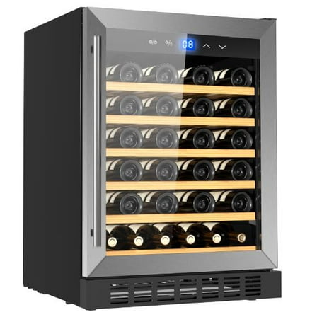 Zzistar 24-Inch 46-Bottle Built-In/Freestanding Wine Cooler – Single Zone Wide Temp Range (41–64°F),