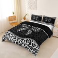 thumbnail image 3 of spefrowx Vintage Leopard Print Bow Print Bedding for Women, Black White Polkadot Duvet Cover Full, Black Reversible, 3pcs, 1 Duvet Cover and 2 Pillowcases, 3 of 6