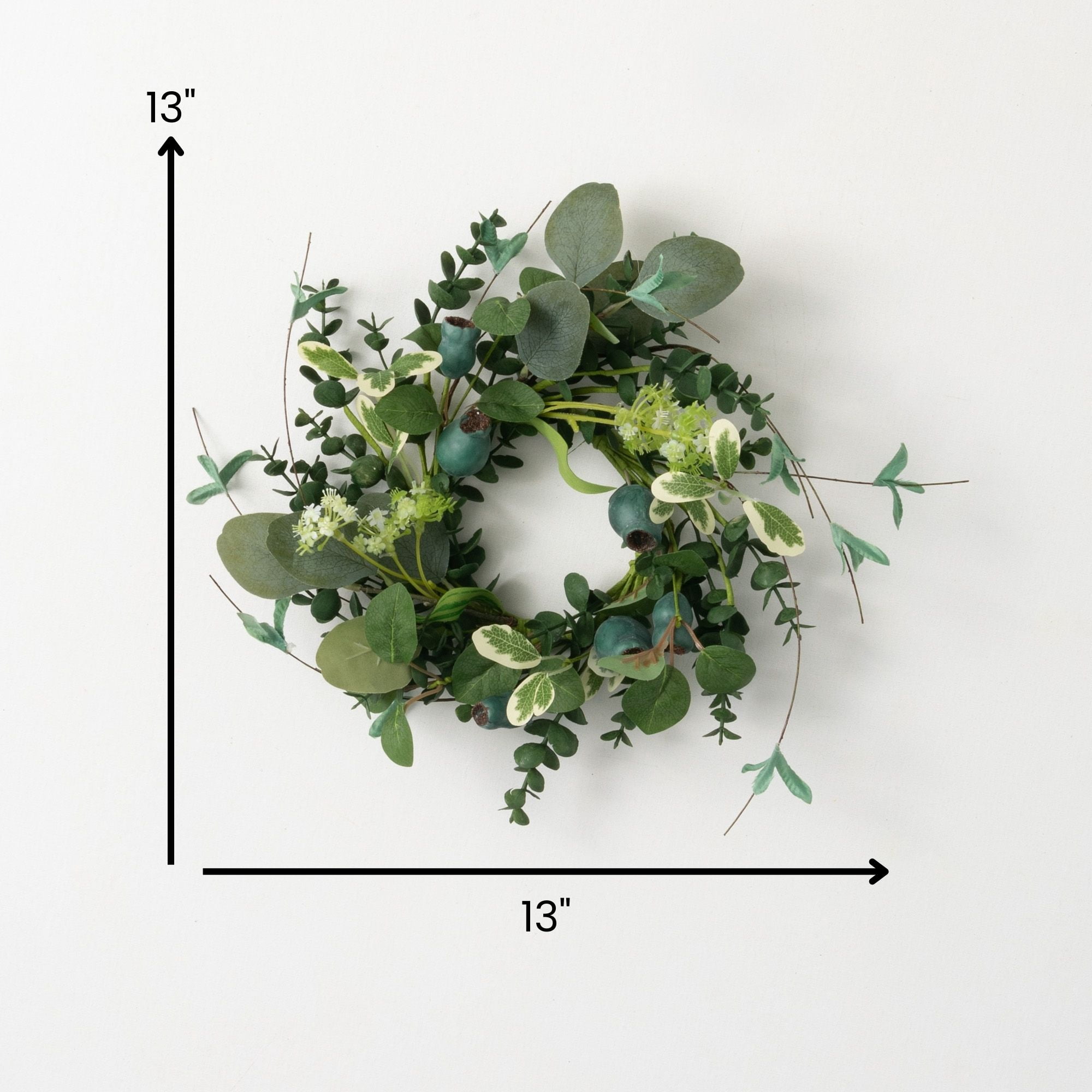 4.5"H Sullivans Green Pod Foliage Mini Wreath, Green