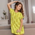 thumbnail image 3 of Fotbe Gold Pineapple Bata de Dormir para Mujer con Estampado, Camisón de Algodón de Manga Corta, Ropa de Dormir Casual, 3 of 6