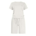 thumbnail image 5 of MSJUHEG Summer Lounge Sets for Women Two Piece Summer Sets for Women Summer Outfits for Women 2025 Womens Pajama Sets Shorts Workout Sets for Women Summer Set Womens Matching Sets Summer White M, 5 of 6
