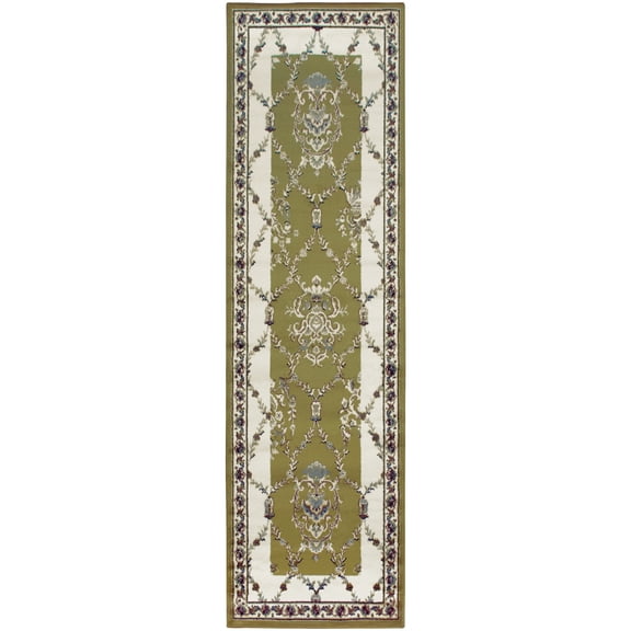 Superior Stratton Traditional Floral Indoor Runner Rug, 2'7"x8', Green