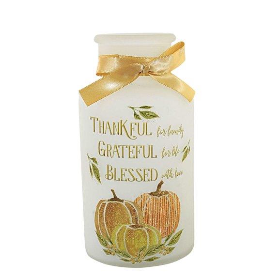 Stony Creek 7.00In Beautiful Bounty Pre-Lit Sm Jar, Glass, Autumn Thanksgiving Klf2319 Thankful
