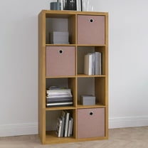 Smart Cube 8-Cube Organizer Storage with Opened Back Shelves,2 X 4 Cube Bookcase Book Shleves for Home, Office ,Walnut Color