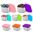 thumbnail image 2 of Storage Rack, Ongmies Snack Box Leakproof Small Food Containers with Silicone Lids Stackable Snack Pots for Kids Stainless Snack Containers Lunch Box for Kids School, Food Storage, 6X Snack Box, 2 of 9