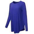 thumbnail image 2 of A2Y Women's Premium Solid Long Sleeve Round Hem Crew Neck Top Shirt Denim Blue 3XL, 2 of 7