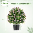 thumbnail image 2 of Topcobe 2 Pack Artificial Boxwood Topiary Ball Tree Faux Shrub Bushes with Flowers Purple, Artificial Trees for Home Decor Indoor Outdoor, 2 of 6