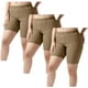 thumbnail image 1 of Pantalones cortos de yoga de 3 piezas para mujer, de poliéster, con cintura elástica y color liso., 1 of 6