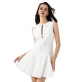 thumbnail image 1 of Robe Courte Trapèze Sans Manches pour Femmes Été à Nouer devant Boîte de Nuit Fête Nœud - Robes Courtes à Fermeture Éclair Blanc TP, 1 of 8