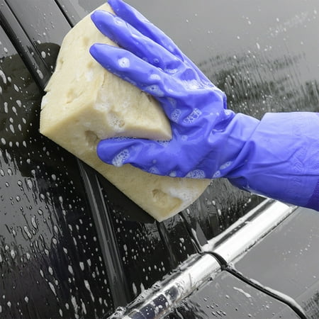 Winter Waterproof Rubber & Velvet Car Wash Gloves - Extended Drawstring Design for Secure Fit Kitchen & Household Cleaning Gentle on Surfaces Scratch-Resistant (1pc) Purple