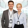 Work Window Cover 50 Pack ID Badge Holder PU Leather ID Name Card Tag Holder Protector ...