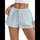 thumbnail image 1 of Pantalones Cortos Tipo Bóxer de Verano con Cintura Elástica, Cordón Ajustable y Estampado de Rayas para Mujer Verde M, 1 of 7