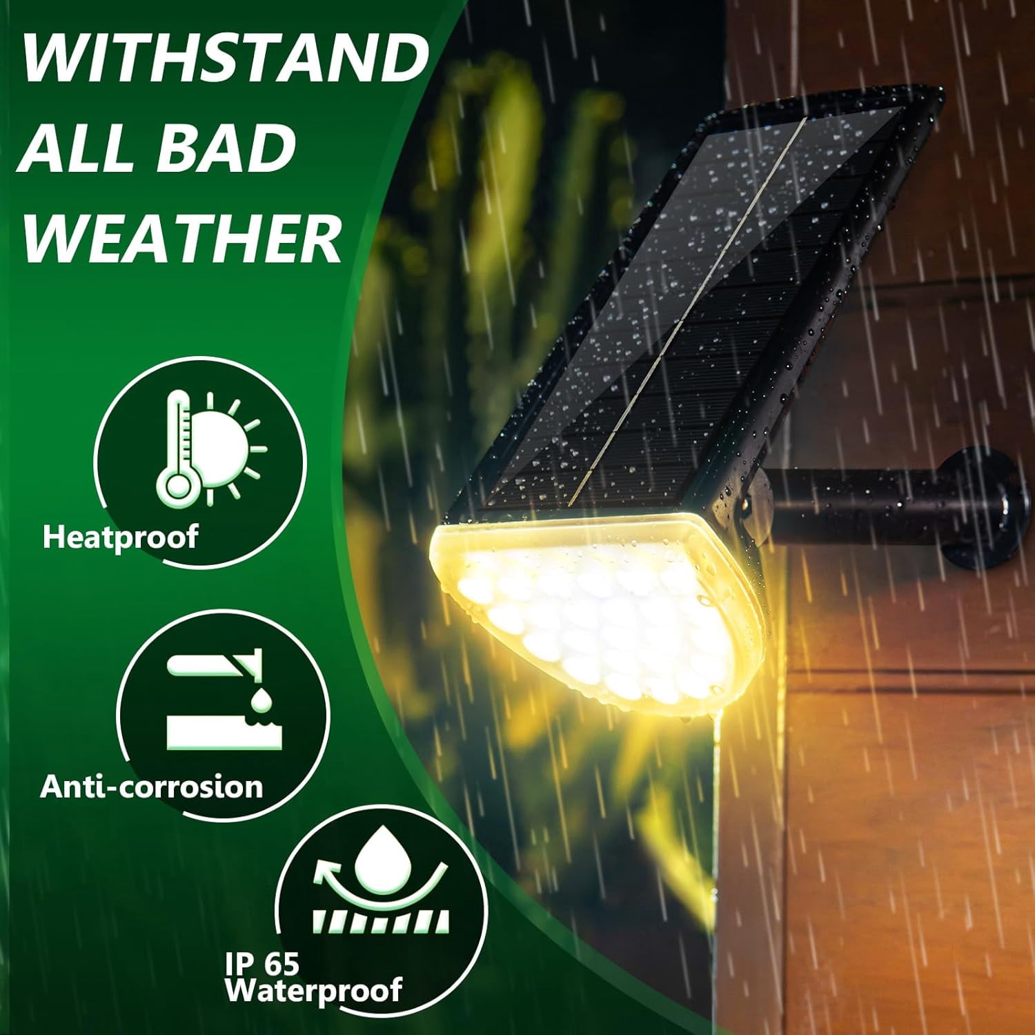 JSOT 2 Pack 600lm Solar Spotlight, Bright Solar Landscape Lights, Christmas Solar Powered Outdoor Lights for Driveway, Pathway, Garden, Backyard, Warm Light