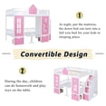 thumbnail image 3 of Full Over Full Bunk Beds with Stairs, Wood Loft Bed with Desk and Seat Can be Turned Into Bunk Bed, Convertible Dorm Bunk Bed with 2 Storage Drawers for Kids Teens (White+Pink), 3 of 9
