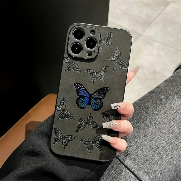 Étui de Luxe Rétro en Cuir Laser Papillon Étoile Cœur Astronaute pour iphone 14 13 12 11 Pro Max Plus XR X TP Antichoc ZR