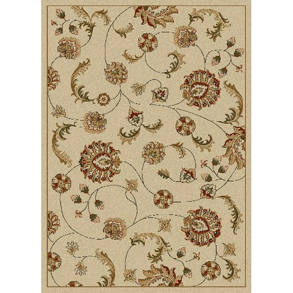 Radici Usa Como Area Rug 1835 Transitional Ivory Vines Swirls 3' 3" x 4' 11" Rectangle