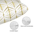 thumbnail image 3 of Goofa White And Gold Geometry Print Plush Throw Pillow Case, Soft Velvet with Hidden Zipper, Decorative Cushion Cover for Sofa, Bed, Car, and Home Décor-16"x24", 3 of 6